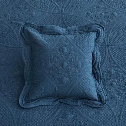 DaisyHuang Bedspread - Full Size Bedding Cover - Modern & Contemporary Coverlet Set, Real Stitching, Reversible, Lightweight, 5 Piece, Navy - color: Navy, size: Full(96"x110")