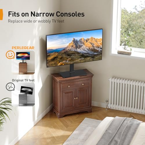 Perlegear Tabletop TV Stand, Universal TV Stand for 23–60 Inch LCD/LED/OLED TVs, Height-Adjustable TV Mount Stand with Tempered Glass Base & Cable Management, VESA 400x400mm, PGTVS02 ﻿ - size: 23-60 Inch