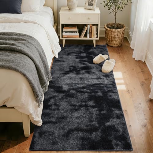 2x6 Tie-dye Dark Grey Runner Rug Non-Slip Washable for Hallway Kitchen | Soft丨Stays Put丨Door-Friendly Thin丨Pet Friendly丨Lays Flat丨Bathroom丨Laundry丨Entryway丨Indoor丨Playroom丨Carpet丨Area Rug丨Home Decor - color: 02 Tie-dye Dark Grey, size: 2' x 6' (Rectangula