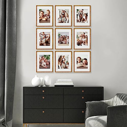 Sheffield Home 9 Piece Gallery Wall Frame Set, 11x14 Inch, Antique Bronze - color: Bronze, size: 11x14 Inch