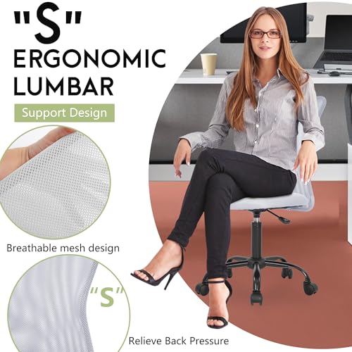 BestOffice Ergonomic Office Chair Desk Chair Mesh Computer Chair Armless Back Support Modern Executive Rolling Swivel Chair with Lumbar Support (White) - color: White
