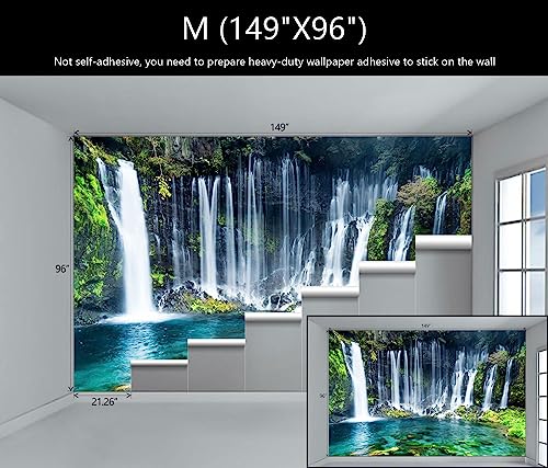 Green Waterfall Wall Mural Landscape Wallpaper for Bathroom Bedroom | 170"x110" Not Peel and Stick - color: Art Wall-25, size: 149" x 96"