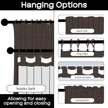 63 Inch Length Dark Chocolate Brown Linen Blackout Curtains for Bedroom, Thermal Insulated Black Out Back Tab Rod Pocket Drapes 63 Inches Long 2 Panels Set - color: Dark Brown, size: 50"W x 63"L (Pack of 2)