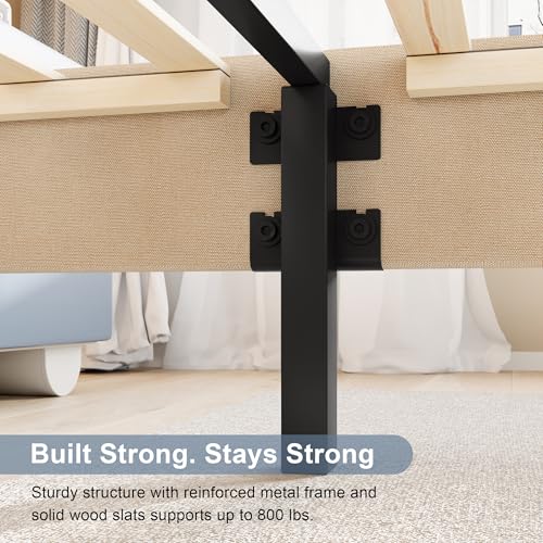 Einhomn Twin Size Bed Frame with Headboard, Upholstered Linen Platform Bedframe with Solid Wooden Slats, Noise-Free, No Box Spring Needed, Easy Assembly, Beige - color: Beige, size: Twin