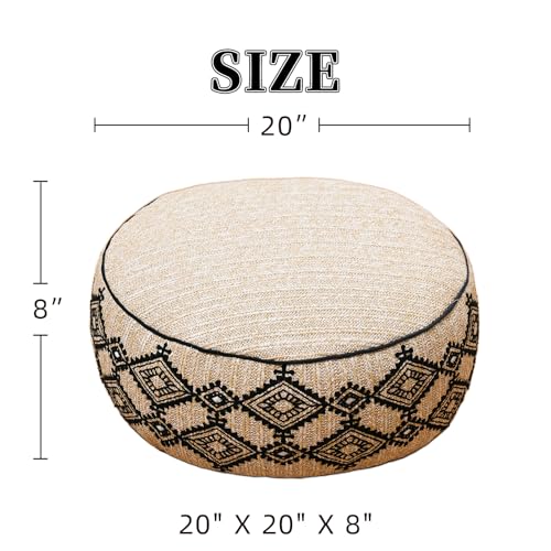 Unstuffed Pouf Cover Ottoman Footrest Boho Foot Stool Floor Bean Bag Floor Chair Storage for Living Room Bedroom Home Decor (Boho Rhombic, 20 x 8 Inches Round) - color: Boho Rhombic