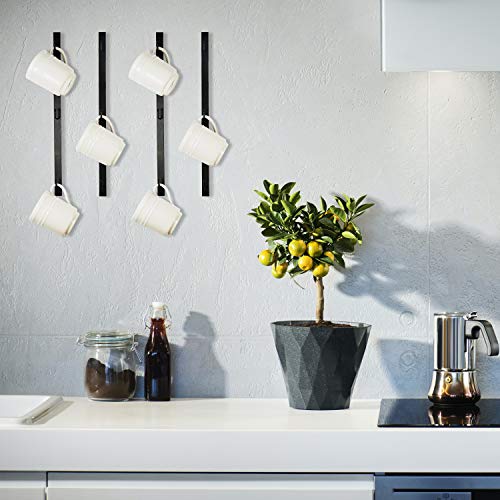 Coffee Mug Rack Wall Mounted, Set of 4 Holds 12 Mugs - Metal Mug Holder for Wall & Coffee Cup Hanger for Kitchen & Coffee Bar, Space-Saving, Rust-Resistant, Easy to Install - style: Straight