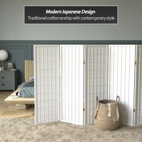 4 ft. Short Window Pane Shoji Screen - White - 8 Panels - color: White, size: 8 Panels