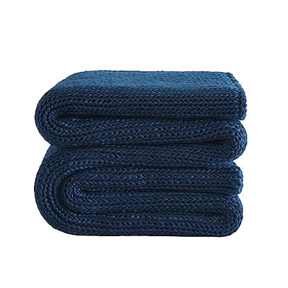 L'AGRATY Knitted Weighted Blanket - 50"x60" 10lbs Cooling Chunky Knit Heavy Blanket for Adults Braided Crochet Throw Thick Cable Yarn Knit Decorative No Beads Evenly Weighted Machine Washable | No Beads Evenly Weighted Machine Washable Chunky Braided Croc