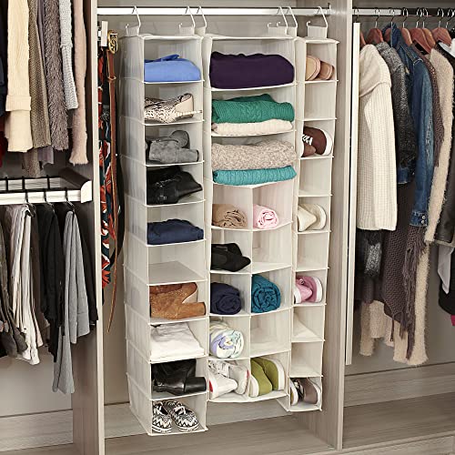 Household Essentials 311322 Hanging Shoe Storage Organizer for Closets |10 Pocket Shelves | Natural Canvas - color: Natural