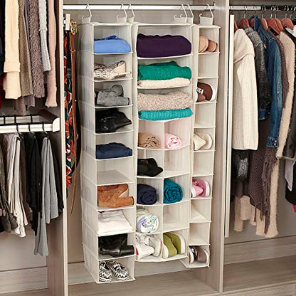 Household Essentials 311322 Hanging Shoe Storage Organizer for Closets |10 Pocket Shelves | Natural Canvas - color: Natural