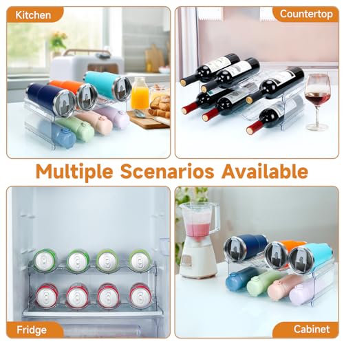 Stackable Water Bottle Organizer Large Compartment Water Bottle Holder | 2 Tier Clear Water Bottle Organizer for Cabinet, Water Bottle Rack for Kitchen Organization and Storage - Hold 8 Bottles - size: 2 Pack
