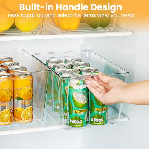 YIHONG 6 Pack Clear Storage Bins, Pantry Organizer Bins with Handle, Large | BPA-free Plastic Bins, Pantry Storage Containers for Kitchen, Freezer, Cabinet, Closet, Bathroom, Under Sink Organization - size: L(11.2"L x 7.5"W x 6"H)