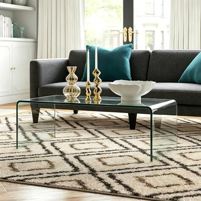 Premium Tempered Glass Coffee Table,Small Modern Clear Coffee Table for Living Room,Match Well with Rug (39.4x19.7x13.8) | Premium - color: Clear
