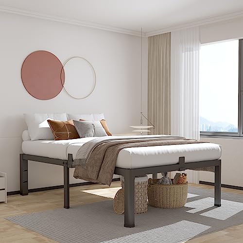 ROIL 16 Inch Twin Bed Frame with Rounded Corner & 4 Mattress Baffles | Easy Assembly, Noise Free, 3500LBS Load Capacity,No Box Spring Needed, 14.4" Storage Space, Headboard Hole, Heavy Duty Steel - size: Twin, style: 16 Inch