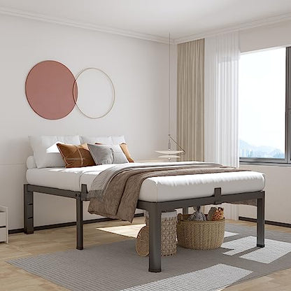 ROIL 18 Inch Twin Bed Frame with Rounded Corner & 4 Mattress Baffles | Easy Assembly, Noise Free, 3500LBS Load Capacity, No Box Spring Needed, 16.4" Storage Space, Headboard Hole, Heavy Duty Steel - size: Twin, style: 18 Inch