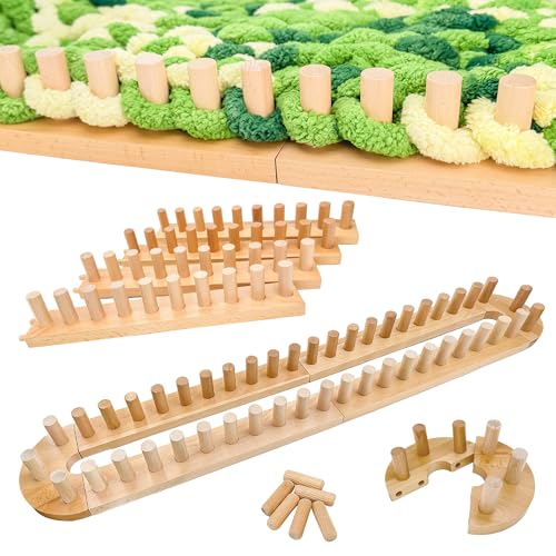 Zlshmoee 64-Inch Double-Row Yarn Blanket Loom Kit Adjustable Wooden Frame Needle-Free Hand-Knitting Yarn Project DIY Beginner Craft Gift - color: 64in'' Circular