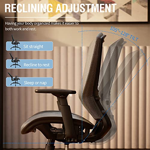 T96 Mesh Office Chair,Ergonomic Computer Desk Chair,Sturdy Task Chair- Adjustable Lumbar Support & Armrests,Tilt Function,Comfort Wide Seat,Swivel Home Office Chair - color: Charcoal