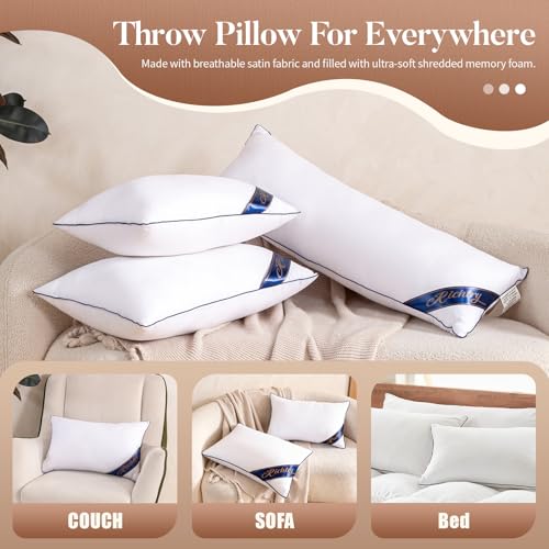 14 x 36 Inch Throw Pillow Insert, with Memory Foam Filling, White | Decorative Lumbar Throw Pillow for Living Room, Sofa and Couch, 14 x 36 Inch - size: 14x36 Inch（Pack of 1）