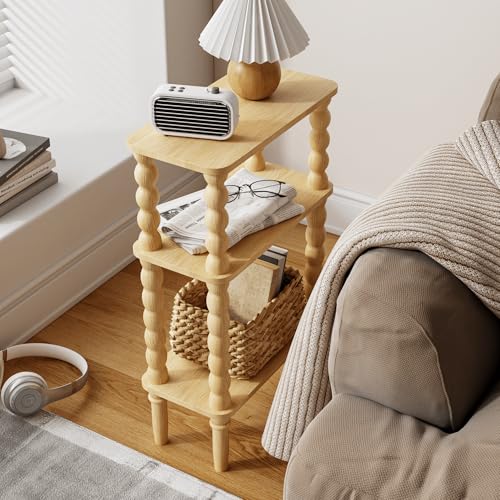 Veegle Side Table, Small End Table with Storage Shelf, 3-Tier Small Coffee Tables for Living Room Bedroom Narrow Spaces(Oak) - color: Natural-3 Tier Shelf