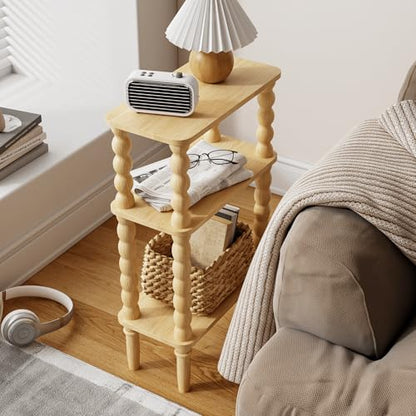 Veegle Side Table, Small End Table with Storage Shelf, 3-Tier Small Coffee Tables for Living Room Bedroom Narrow Spaces(Oak) - color: Natural-3 Tier Shelf