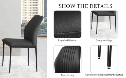 Mid-Century Extendable Dining Table Set, 63"-79", 6 Upholstered Chairs - color: Table + 6 Black Chairs, size: 63"-79"