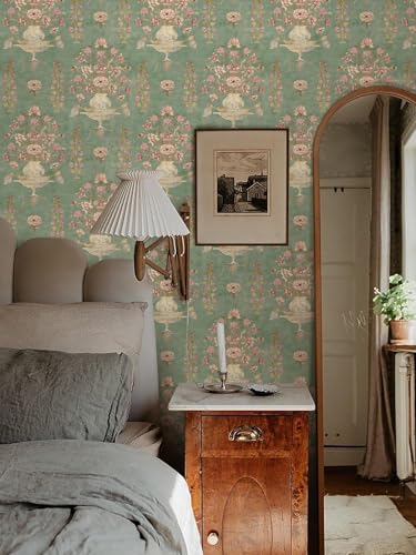 Floral Wallpaper Peel and Stick Wallpaper Modern Contact Paper | 17.3in x 118.1in Self Adhesive Wall Paper for Bedroom Bathroom Shelf Liner Decor Removable - color: Retro Floral, size: 17.3" x 118.1"