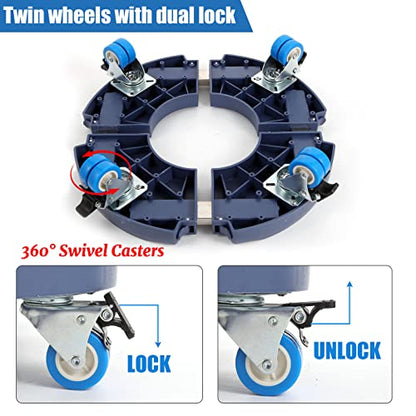 W B D WEIBIDA 2 Pack Plant Roller with Wheels Heavy Duty 440 Pounds, Size-Adjustable Rolling Planter Base with Casters, Round Dolly Cart for Potted Plant, Trash Can and Tiered Planters - color: Blue