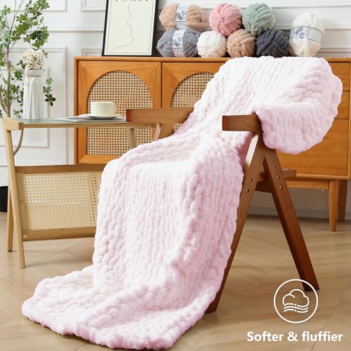 Cozyful Chunky Yarn for Hand Knitting - #10 Chunky Chenille Yarn, Jumbo Big Thick Chunky Yarns for Crocheting, Super Bulky Chunky Knit Blanket Yarns, 8 Skein (22 yds 8 oz Each Skein), Blush Pink - color: Blush Pink