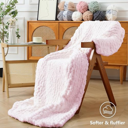 Cozyful Chunky Yarn for Hand Knitting - #10 Chunky Chenille Yarn, Jumbo Big Thick Chunky Yarns for Crocheting, Super Bulky Chunky Knit Blanket Yarns, 8 Skein (22 yds 8 oz Each Skein), Blush Pink - color: Blush Pink