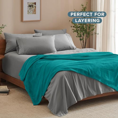 Bare Home Fleece Blanket Luxury Microplush (Full/Queen, Emerald) | Ultra-Soft Lightweight Blanket for Bed, Sofa, and Couch, Cozy & Warm Blanket - color: 10 - Emerald, size: Full/Queen