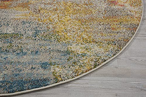 Nourison Home Celestial Sealife 5'3" x Round Area Rug - Easy Clean, Non Shedding, Bed Room, Living Room, Dining Room, Kitchen (5' x Round) - color: Sealife, size: 5'3" (Round)
