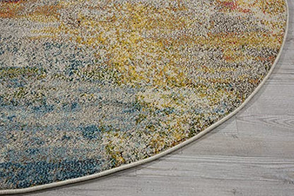 Nourison Home Celestial Sealife 5'3" x Round Area Rug - Easy Clean, Non Shedding, Bed Room, Living Room, Dining Room, Kitchen (5' x Round) - color: Sealife, size: 5'3" (Round)