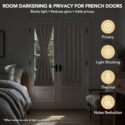 Deconovo Blackout Door Curtain for Glass Doors 72 Inches Long | 1 Panels Set, Thermal Insulated, Dual Rod Pockets, Adjustable Tieback, Privacy Panel, Light Beige, 25 x 72 Inch