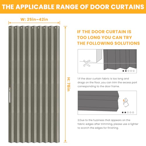 AJAZZ Blackout Accordion Door Magnetic Door Curtain Folding Closet Doors Curtain Invisible Applicable Bedroom Room Living Room Doorway（Grey 42" W x 78" L 1 Panel - color: Grey, size: 42"W x 78"L (Pack of 1)