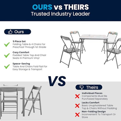 Flash Furniture Mindy Kids 5-Piece Folding Table and Chair Set, Printed | Daycare and Classroom, Children's Activity Table, Portable - color: Printed, size: 5 Piece Set