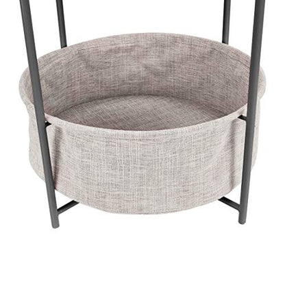 Amazon Basics Round Storage End Table, Nightstand for Bedroom or Living Room, Easy Assembly, with Cloth Basket, Charcoal/Heather Gray, 17.7 x 17.7 x 18.9 in | Side Table - color: Charcoal