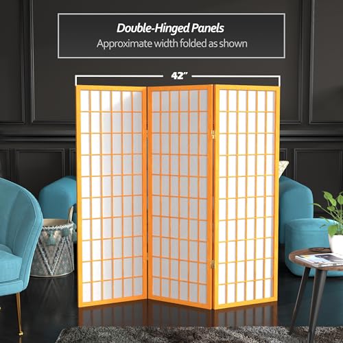 4 ft. Short Window Pane Shoji Screen - Honey - 3 Panels - color: Honey, size: 3 Panels