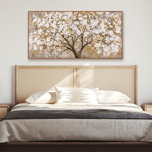 Framed Wall Art Print Gold Tree Of Life Modern Artwork Canvas Painting Gold Tree Pictures Wall Art Decor For Living Room Bedroom Dining Room Home Office Decor 20" X 40" - color: gold, size: 40"L x 20"W