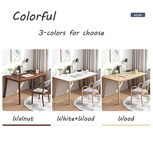 IOTXY Simple Wooden Writing Desk - Modern Minimalist Style PC Laptop Computer Workbench with Solid Wood Legs, 39" W Home Office Work Table for TV Stand Music Video Live Broadcast Workstation, Walnut | Nordic Minimalist Style, MDF Tabletop, Solid Wood Legs
