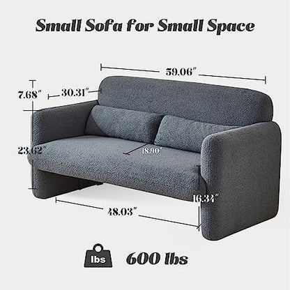 Loveseat Sofa, 59" W 2-Seater Lamb Fabric Couch, Solid and Easy to Install, Modern Upholstered Couch for Bedroom, Apartment, Living Room - color: Dark Gray, size: 30.31"D x 59.06"W x 31.5"H