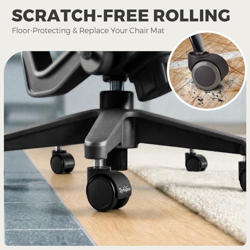 Office Chair Wheels, Universal Standard Stem 7/16 inch x 7/8 inch, 2" Upgraded Quiet Caster Wheels Safe for All Floors Include Hardwood & Carpet, Not for 1KEA, Easy to Install, Set of 5 - color: Plastic-2 Inch