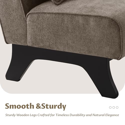 Armless Accent Chair Comfy Upholstered Modern Living Room Side Chair | Comfy Small Accent Lounge Chair with Pillow & Wooden Legs Accent Chair for Living Room Bedroom Farmhouse Reading Dark Brown - color: Deep Brown
