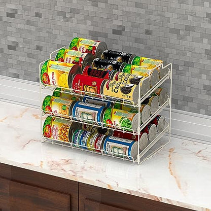 Deco Brothers Stackable Can Rack Organizer Holds Up to 36 Cans, White | for Kitchen and Pantry - color: White