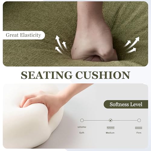 HUIMO Accent Chair, Tufted Upholstered Club Chair, Olive Green | Tufted upholstered club chair with lumbar pillow and solid wood legs. Suitable for living rooms, bedrooms, and reading nooks. - color: Green