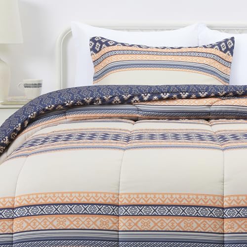 Amazon Basics Lightweight Microfiber Comforter Set, 2-Piece, Twin/Twin XL, Gray Geometrics - color: Harmonized Geometrics, size: Twin/Twin XL