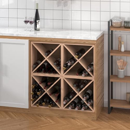 96 Bottle Wine Rack Countertop Wine Storage Cube Freestanding Wine Holder Wood Storage Shelf for Home Kitchen Bar - size: 96 Bottles