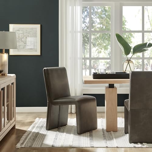 Modway Emory Faux Leather Dining Side Chair in Mushroom - Single Armless Slipper Chair - Padded Vegan Leather Accent for Dining Room, Kitchen - color: Mushroom