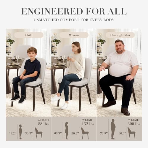 COLAMY Upholstered Dining Chairs Set of 4, Modern Kitchen Chairs with Back, Fabric Side Dining Room Chairs with Wood Legs for Kitchen Dining Room Restaurant, Beige - color: Beige, size: Set of 4