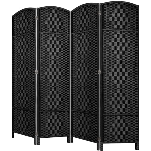 HALLYBEE Room Divider Panel,4 Panel Partition Room Dividers Screen, Black | Room Partition, Privacy Screen 6ft Tall Temporary Wall Divider,Room Divider Panel,Space Separation Separator Bedroom - color: Black, size: 4 Panel