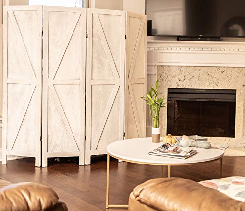 Premium Home 6-Panel Room Divider – Rustic White Barn Door, K Pattern Folding Privacy Screen, Partition Wall - color: Rustic White - K Pattern - 6 Panel